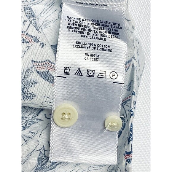 Columbia Shirt Men's L Short Sleeve Boats Beach Umbrellas Ocean Sun Trees Campy - Picture 5 of 6